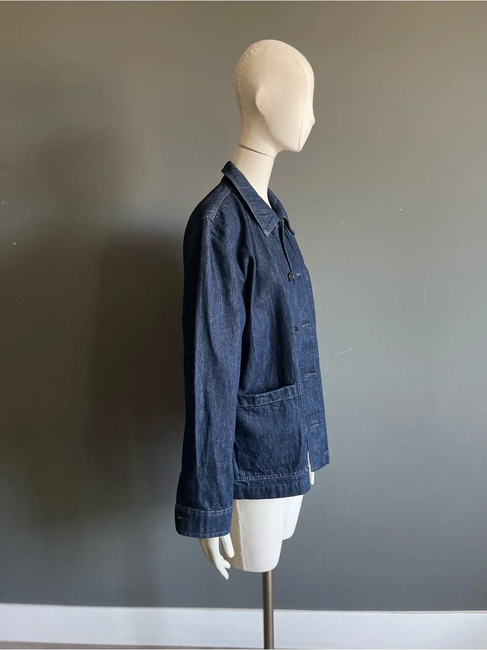 Banana Republic Mens S Dark Indigo Denim Chore Jacket Barn Coat Workwear Utility